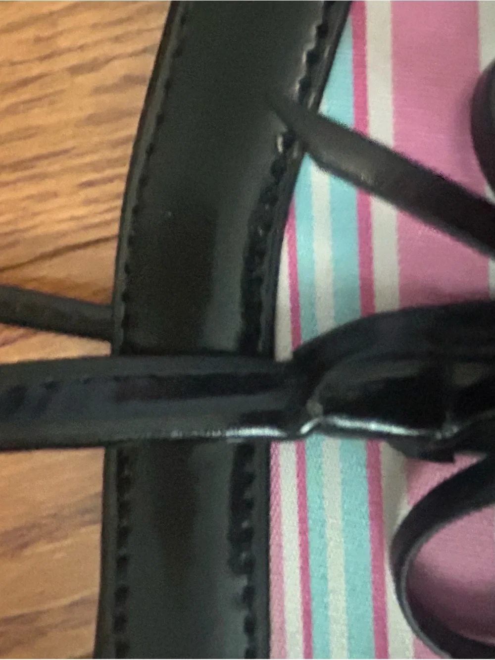 kate spade Pink Multi-Stripe Tote with Black Trim